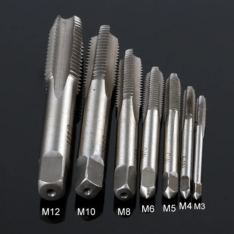 7 PCS / group HSS M3 -M12 mechanical screwdriver tapered square handle straight slot screw tapping metric plug hand drill 7 PCS / group HSS M3 -M12 mechanical screwdriver tapered square handle straight slot screw tapping metric plug hand drill