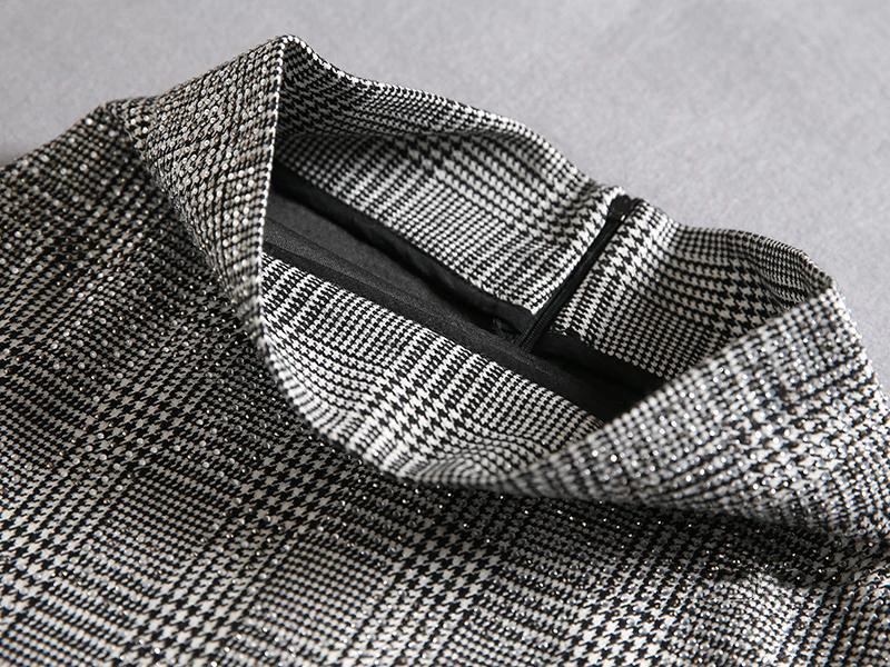 Crayon Blanc Moulante Jupes Femelle Été Fermeture Printemps En Noir Jupe D1500 Éclair Avant Gray Court Femmes Plaid Sexy 2018 Vintage Casual aqYn5x