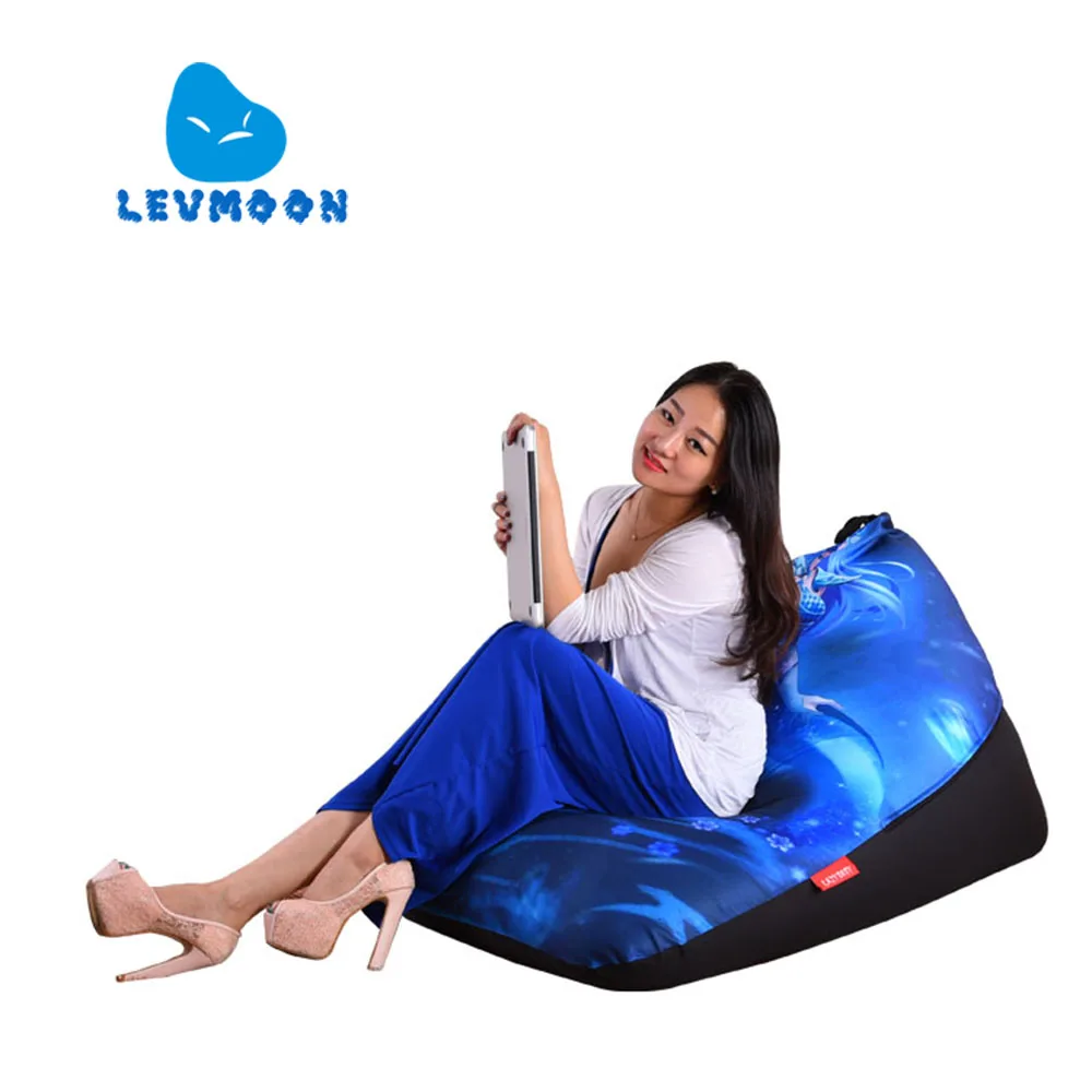 buy LEVMOON Beanbag Sofa Chair Blue Mage Seat Zac Comfort Bean Bag Bed Cover Without Filler Cotton Indoor Beanbag Lounge Chair