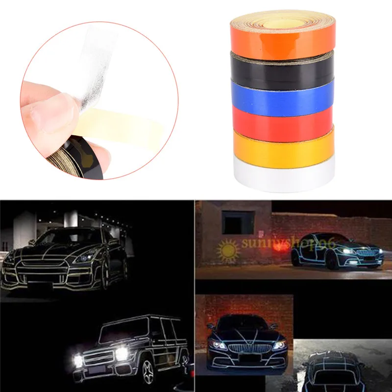 

1pc Multi Color Reflective Safety Warning Conspicuity Tape Roll Film Sticker Good Viscous Waterproof