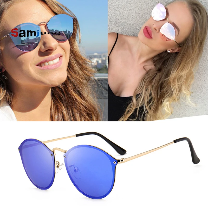 

Samjune Fashion Trend 3574 BLAZE ROUND Style Sunglasses Vintage Retro Brand Design Color Mirror Sun Glasses Women Oculos De Sol