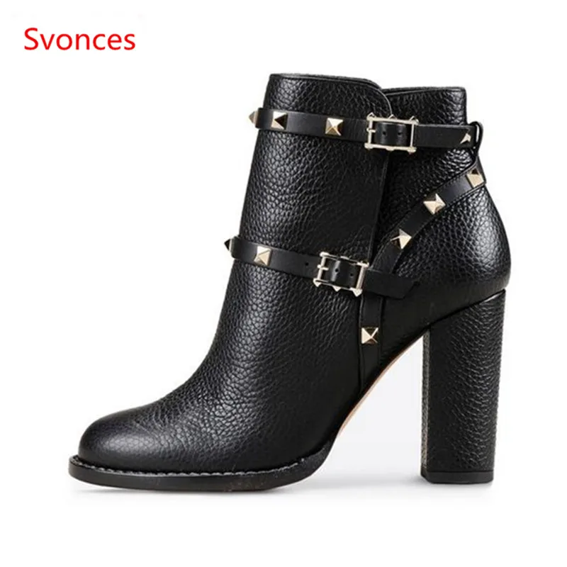 Cm Rivet Slip Chelsea Picture 8 En sur Picture As Carré Pour Cheville as Femininas Com Automne Bottes Salto Caoutchouc Botas Femmes Talon Boucle 29DIEH
