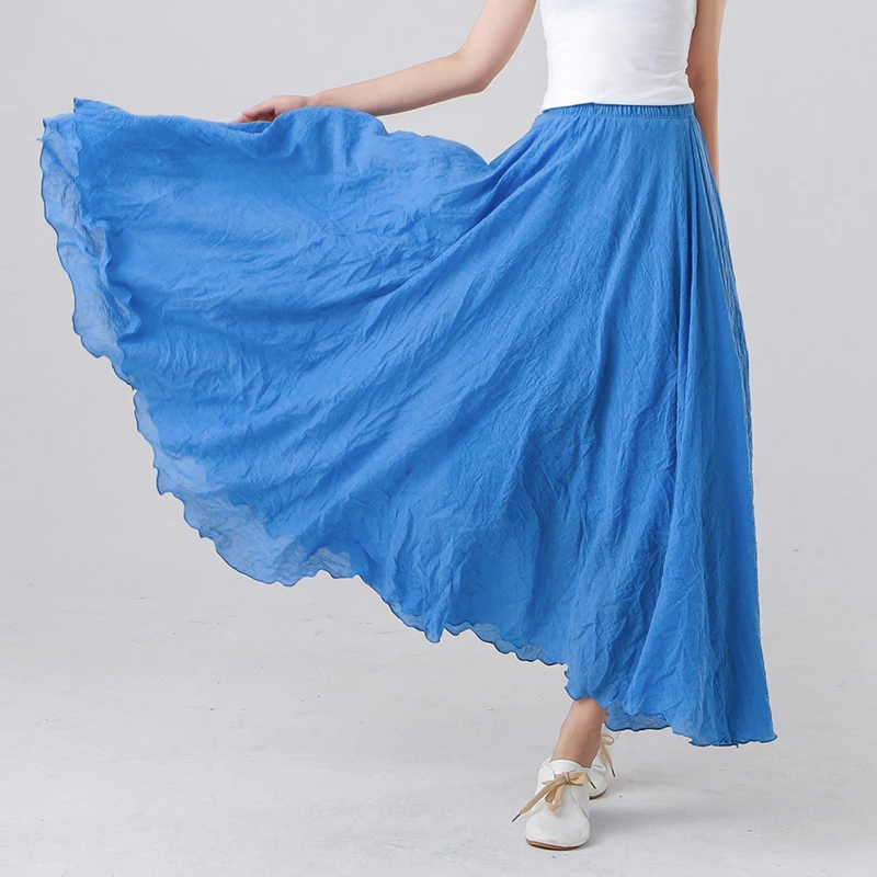 Новая женская половина Однотонная юбка тонкая эластичная талия трапециевидная юбка с большим подолом для лета VN 68