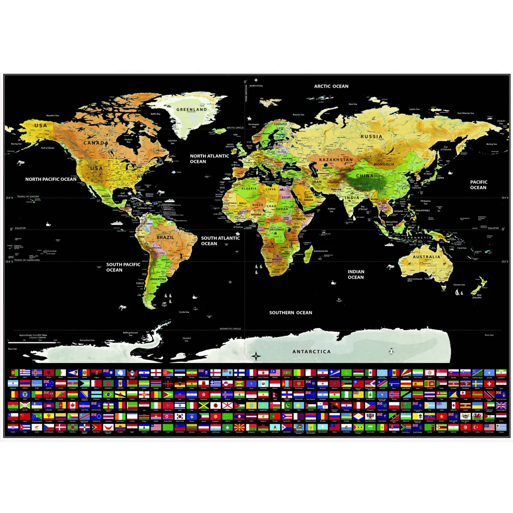 Скретч Карта мира большой, где вы путешествия плакат слой Атлас Декор