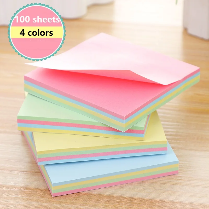 

1 Pack 100 Sheets 4 Colors Memo Paper Memo Pads Stickers Self-Adhesive Sticky Notes Deli 9082
