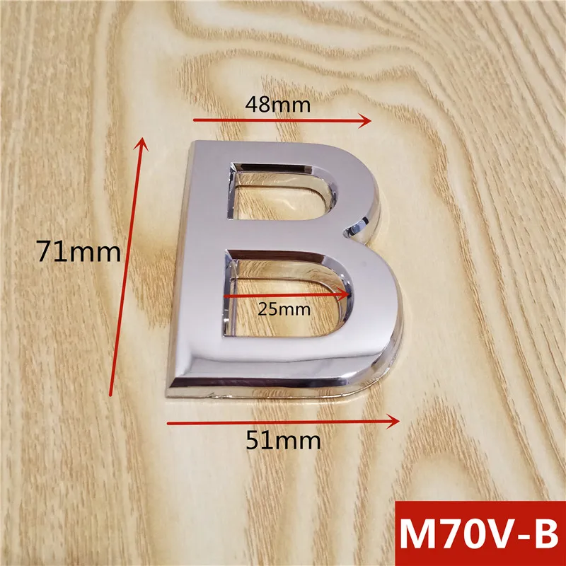 70 мм 0123456789ABCDEF Wonzeal Современная Серебряная Табличка номер дом отель дверь адрес стикер с цифрами табличка знак ABS пластик - Цвет: B