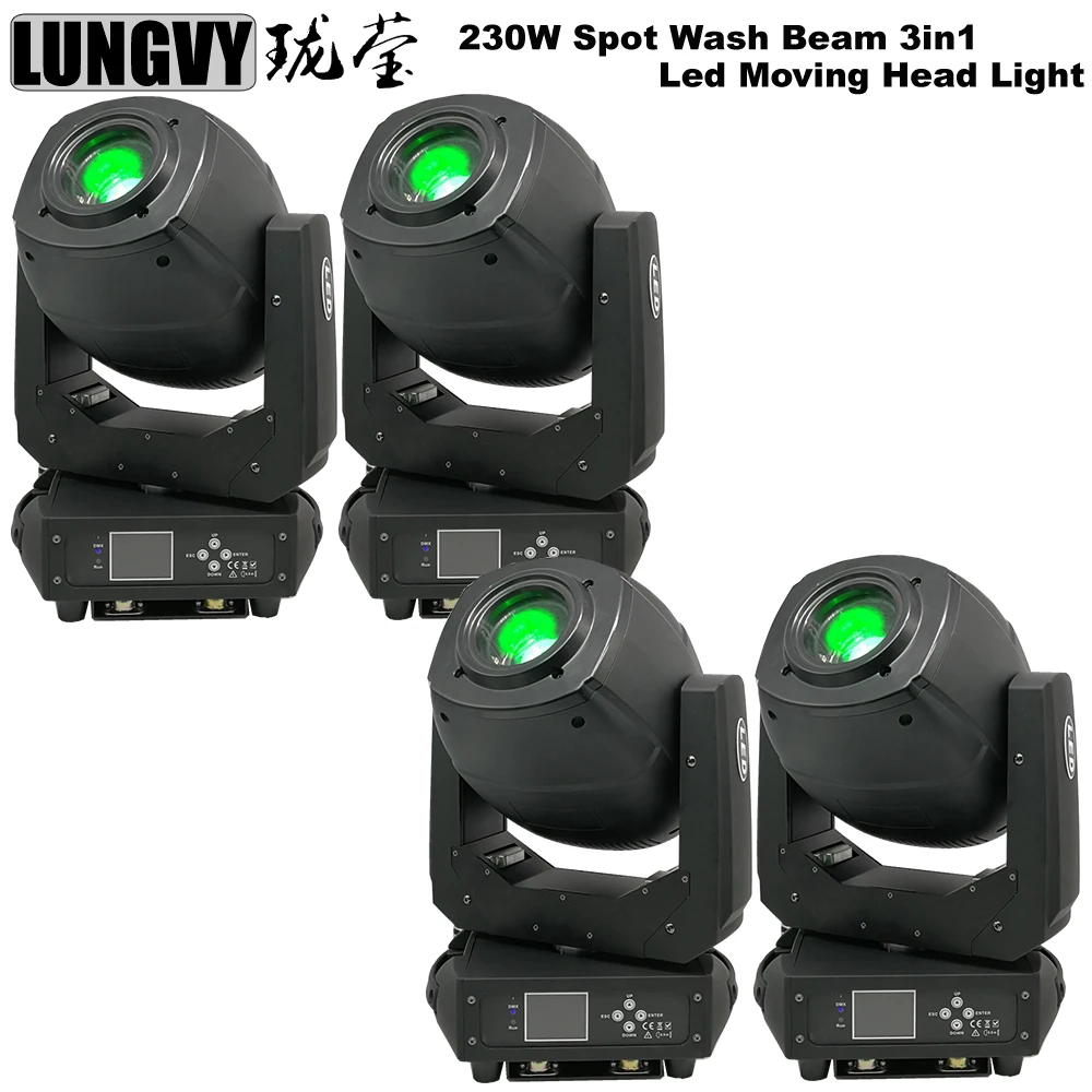 

Free Shipping 4pcs/Lot 2018 NEW 230w Beam Wash 3in1 LED Disco Spot Moving Head Light with Gobo Double for DJ