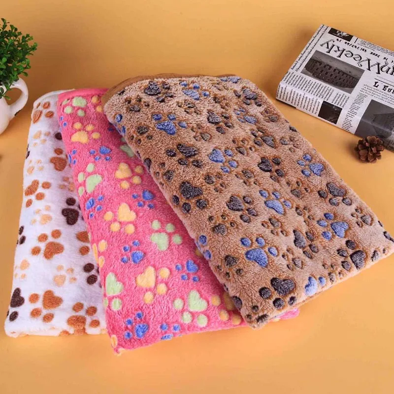 

Soft Warm Sleeping Mattress Dog Cat Bed Mat Pet Winter Blanket Puppy Cushion Pet Supplies 1Pcs Coral Velvet Foot Print