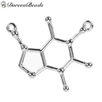 

DoreenBeads Caffeine Molecule Chemistry Science Connectors Findings dull silver color 27mm(1 1/8")x 23mm(7/8"), 10 PCs
