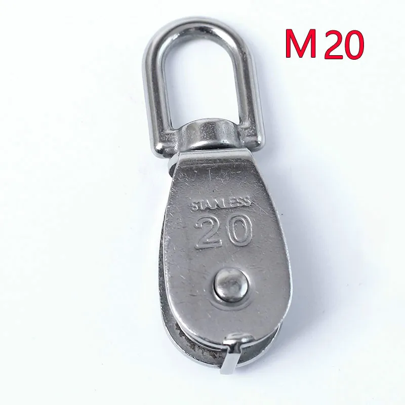 

1pcs M20 High Quality Stainless Steel Heavy Duty Steel Single Wheel Swivel Lifting Rope Pulley Block