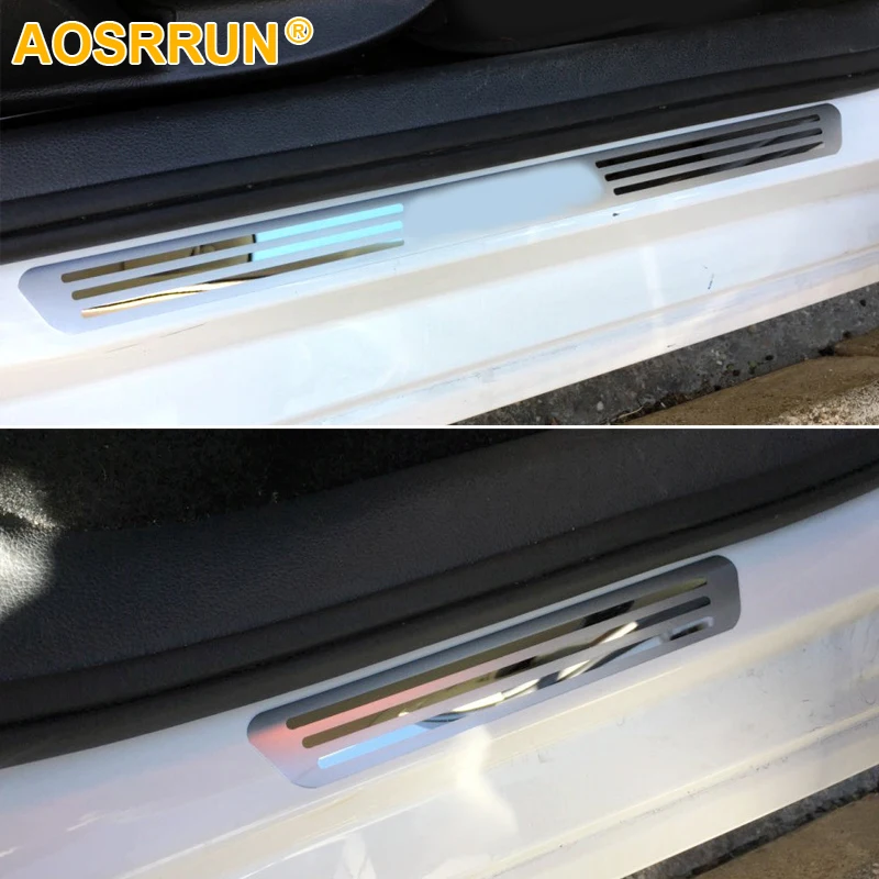 AOSRRUN Бесплатная доставка нержавеющей Дверь SCUFF Накладка на порог шаг пластин автомобильные аксессуары для 2009 2010 2011 2012 Фольксваген Поло - изображение