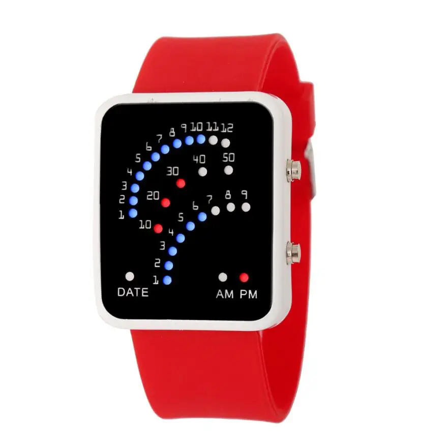 Горячая Распродажа повседневные Модные простые женские мужские футуристические часы в японском стиле многоцветный светодиодный спортивные наручные часы relogio masculin - Цвет: Red