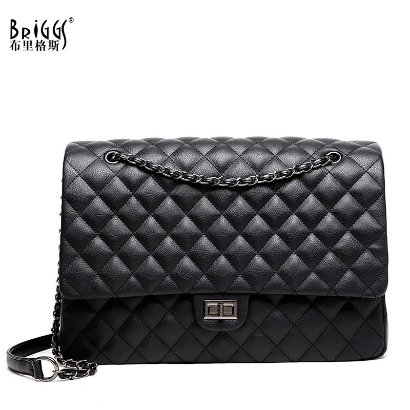 

Large Capacity Casual Tote Fashion Plaid Women Bag Female Quality Leaher Shoulder Bag Chains Ladies Messenger Bags