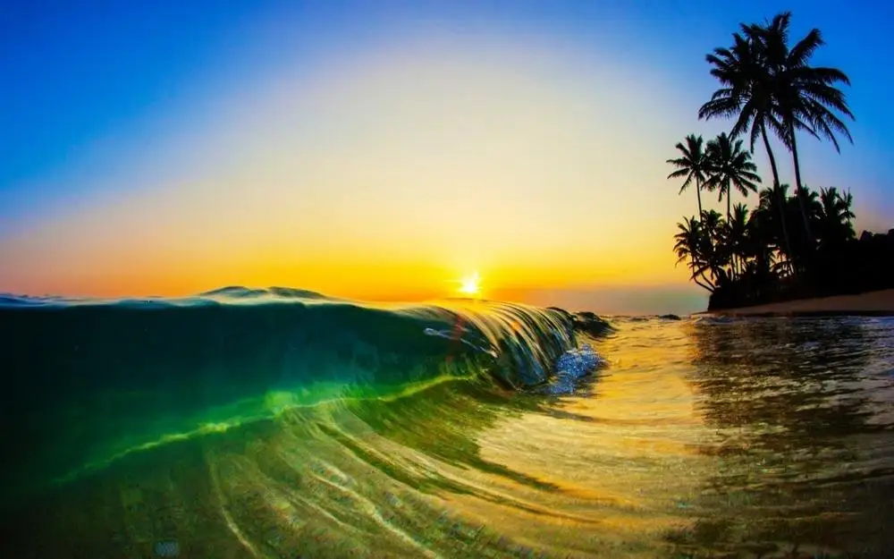 Природа пейзажи sunrise sunlight утренние пляжи морские волны пальмы песок жидкость 4