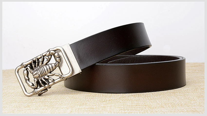Factory Direct Brand Designer Belt Men High Quality Real Leather Belts Strap Male Retro Scorpion Automatic Buckle Belt for Men