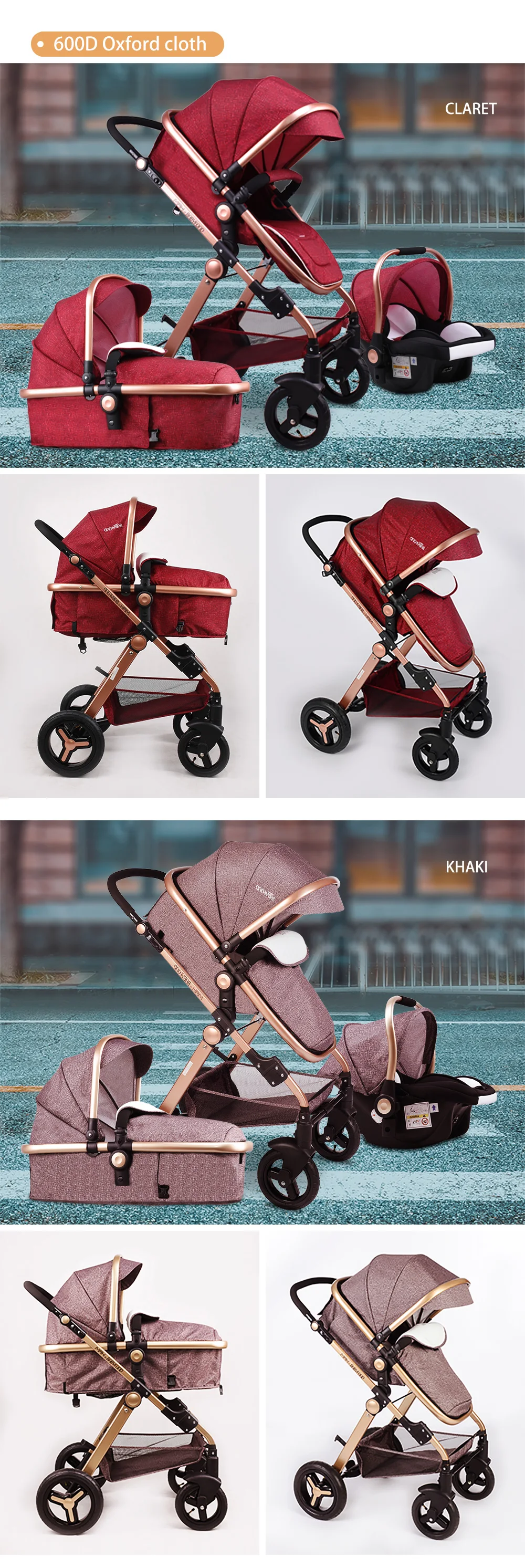Recente de Alta Assento de Carro do Bebê Carrinho de Criança Carrinho de Bebê 3 em 1 com Assento Mais Qualidade Padrão da ue 3 em 1 com Alta Paisagem Dobrável 0 3 Anos Carrinhos Recém nascidos 9 Cheap stroller 3 in 1