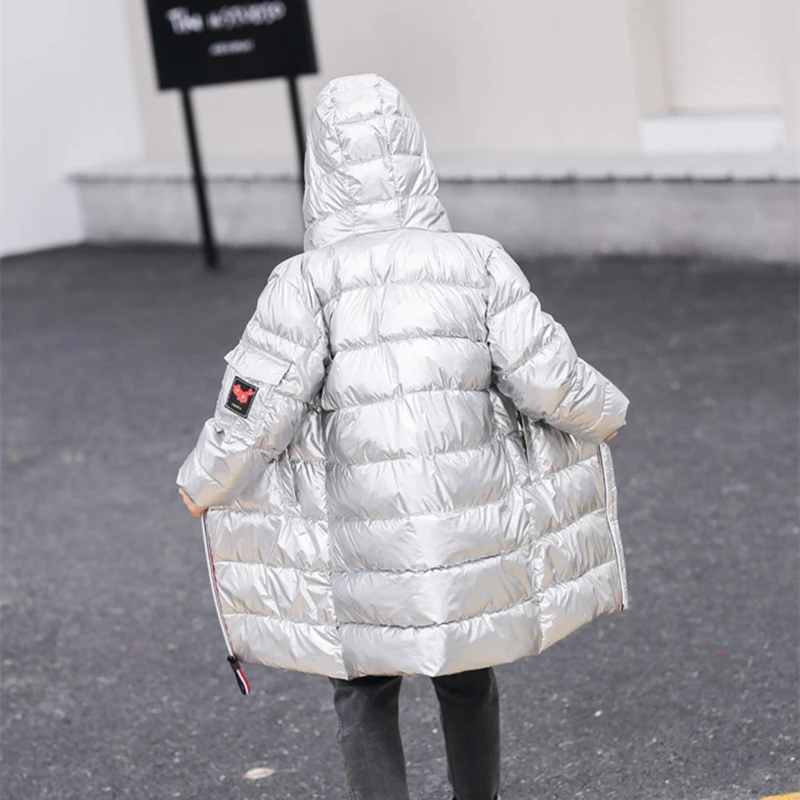 Winter Children's Down Jacket Teens Girls Boys Warm Cotton-padded Thicken Hooded Parka Coat Kids Long Windproof Outerwear