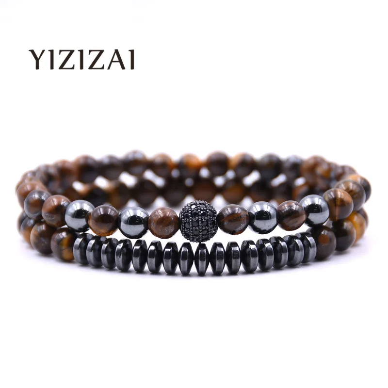 

YIZIZAI New Fashion Couple Charms Bracelet Men Jewelry 6mm Ball Bracelets & Bangles Pulseira Masculina For Women Handmade