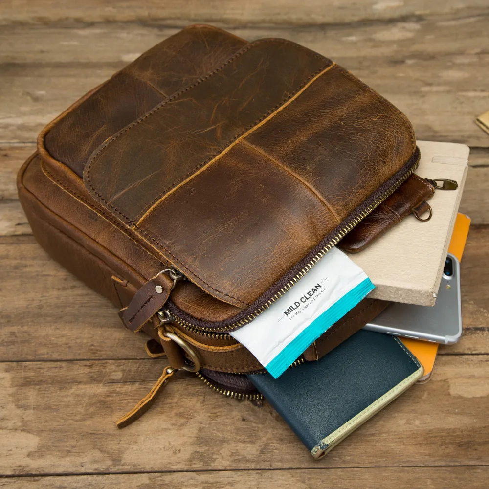 Оригинальная кожаная мужская модная повседневная сумка тоут Mochila дизайнерская