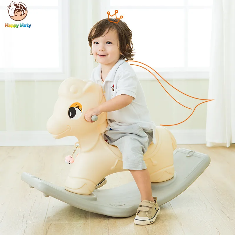 Cute Plastic Animals Rocking Horse Musical Rocking Pony Educational Ride On Rollers toys Birthday Gift for Children Baby Kids