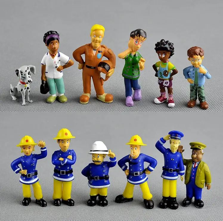 

delicate 12pcs/lot 2.5-6cm Fireman Sam action figure PVC Figures doll toys