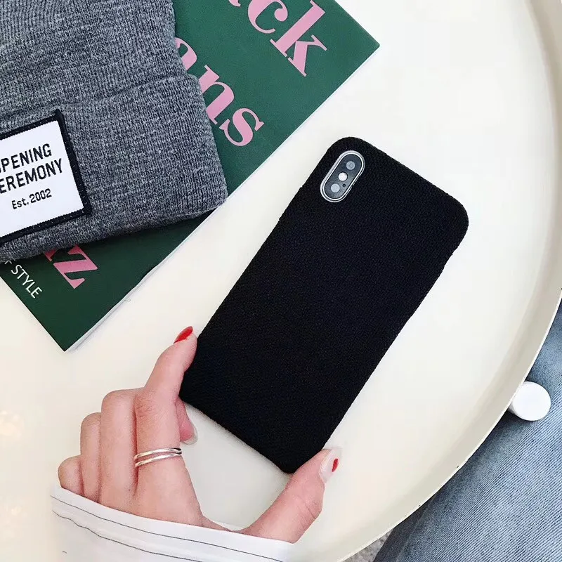 LUDI Vinatge Canvas Cloth Phone Case for iPhone 7 Cases Soft Fabric Texture Solid Color Fundas Capas for iPhone X 6 6S 7 8 Plus 09