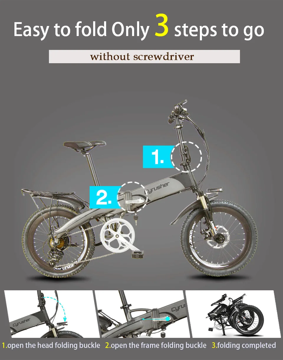 Best Cyrusher XF500 Electric Folding Bike 250W 48V 10AH Li-Battery full suspension Frame Smart hybird ebike With Computer Speedometer 6 Best Cyrusher XF500 Electric Folding Bike 250W 48V 10AH Li-Battery full suspension Frame Smart hybird ebike With Computer Speedometer 6