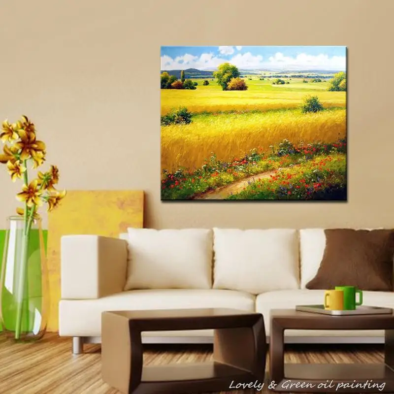 

Arthyx Handpainted Landscape Oil Painting On Canvas Decorative Art Wall Paintings Flower Picture For Living Room Home Decoration