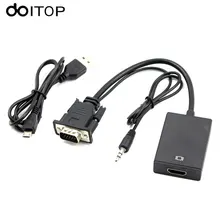 DOITOP VGA Male To HDMI Output 1080P Converter HD Audio HDTV Video Adapter Cable VGA to HDMI For PC laptop to HDTV Projector A3