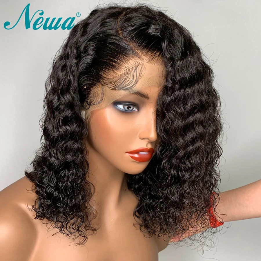Парики из натуральных волос на кружеве Newa, предварительно сорванные, волнистые, волнистые, синтетические волосы на фронте, бразильские парики Реми для черных женщин