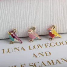 10 шт. DIY аксессуары для ювелирных изделий Золотая Эмаль 3D маленький Воробей цвет полная Птица Шарм подходят браслеты для женщин изготовление бусин и ювелирных изделий