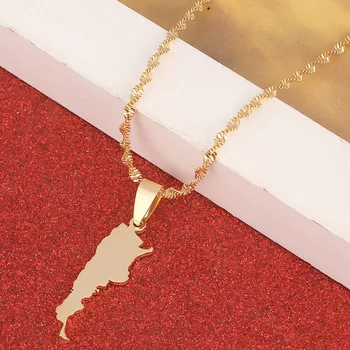 

Stainless Steel Argentina Map Pendant Necklaces for Women Gold Color Charm Argentine Maps Jewelry Gifts
