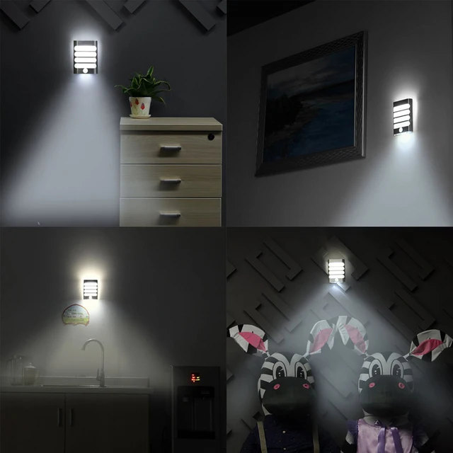 Rechargeable Bathroom LED Wireless Wall Lamp Auto On/Off Night Light with Motion Sensor Night