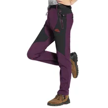 Зимние Термальность Походные штаны, штаны для отдыха Для женщин для отдыха на природе, восхождения, пешего туризма катание на лыжах из материала софтшелл непромокаемые брюки плюс Размеры