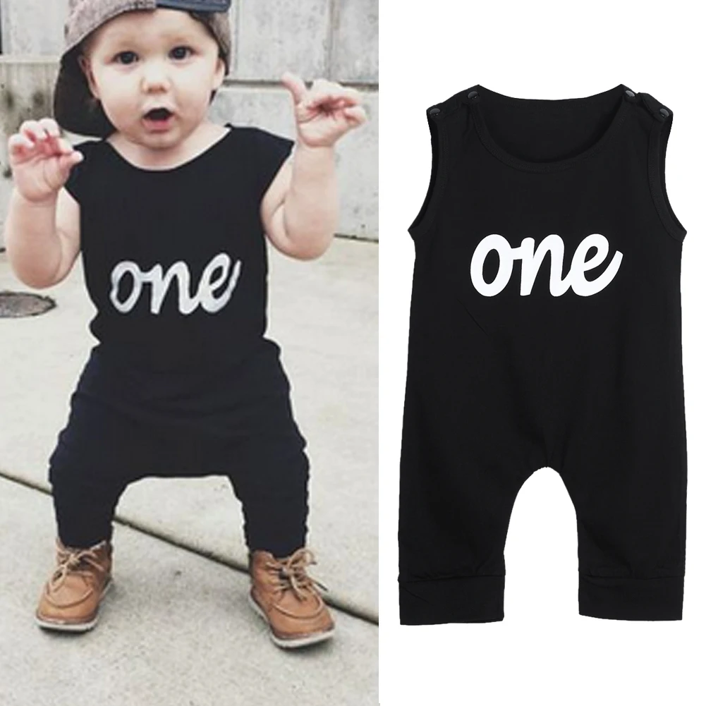 Baby Rompers Black Infant One Print Jumpsuit Kids Outfit Infant Spring Summer Toddler Clothes