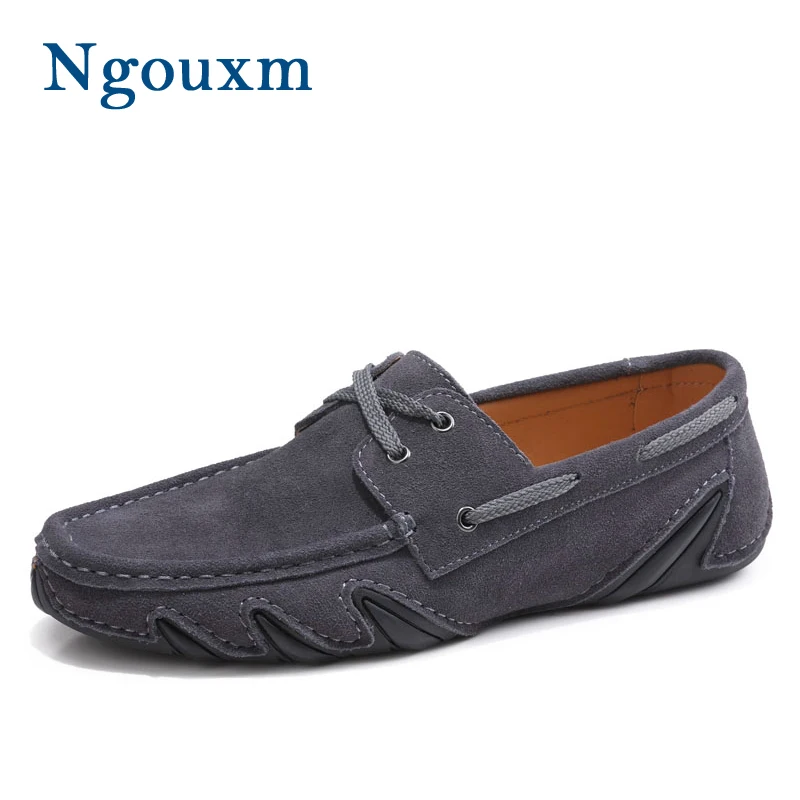 

Ngouxm Loafers Men Spring Autumn Handmade Genuine Leather Moccasin Men's Casual Shoes Breathable Lace-Up Fashion Man Footwear