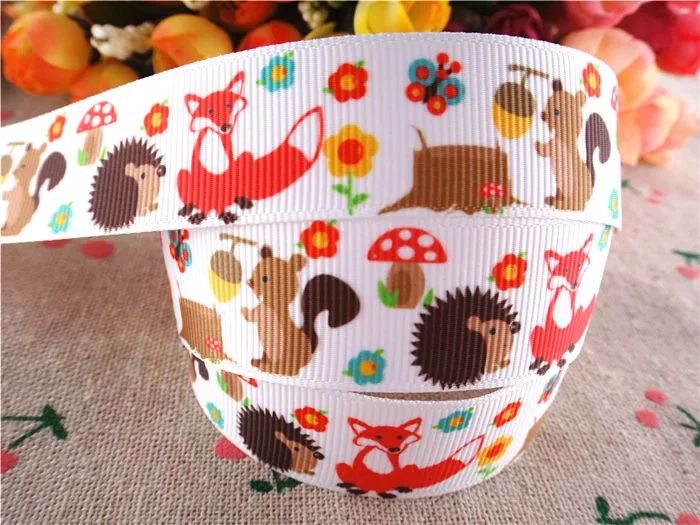 

new arrival 7/8'' 22mm 5 yards animals printed grosgrain ribbon cartoon ribbons cloth tape hair accessories WQ032222