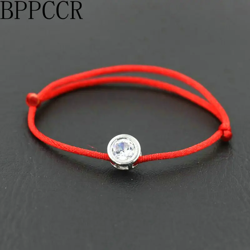 

BPPCCR Telescopic Silver Color Women Lucky Bracelets Zircon Crystal Circle Red String Rope Thread Pulseira Free To Adjust