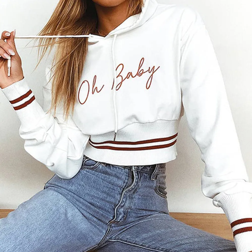 

Fashion Womens Long Sleeve Sweatshirt Letter Hoodie Printed Causal Tops Blouse Ladies' Letter Print Hooded Turtleneck