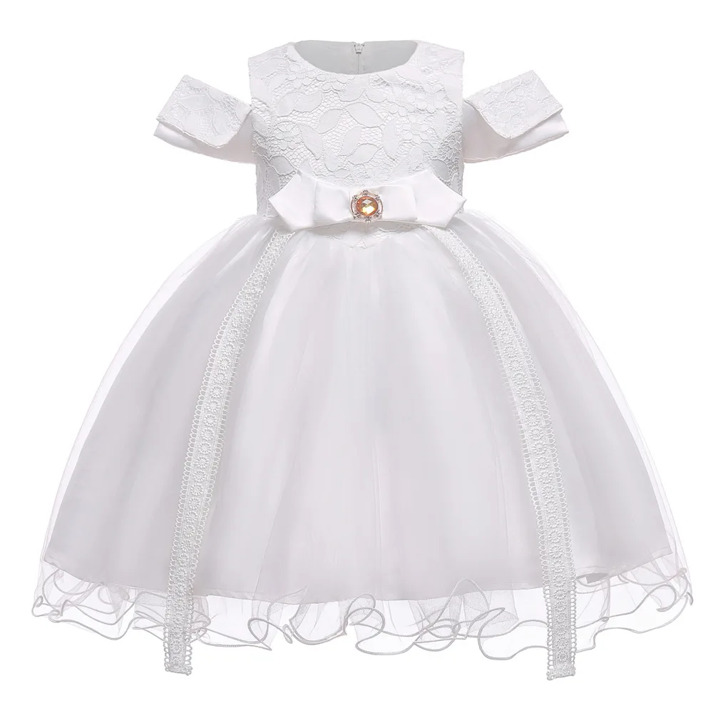 

High-end Girls Wedding Party Flower Girl Dress Bridesmaid Clothes Princess Gowns Teen Girl White Tulle Evening Dresses Christmas