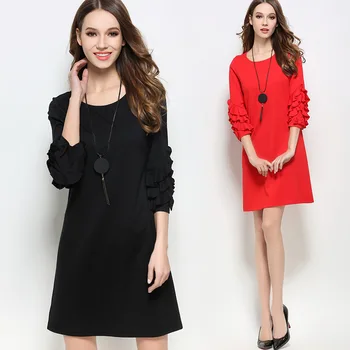

2018 Summer Women elegant dress cascading ruffles 3/4 sleeves beautiful party dress casual vestidos plus size tunics M-XXXXXL5XL