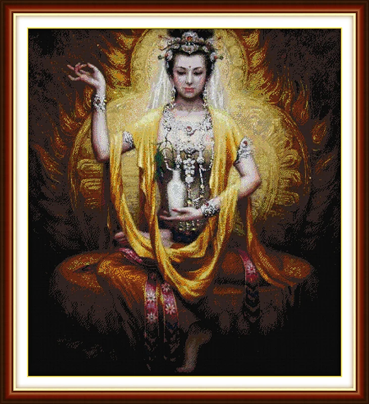 

Dunhuang figure Counted 11CT Printed 14CT DMC Cross Stitch Set DIY Chinese Cotton Cross-stitch Kit Embroidery Needlework
