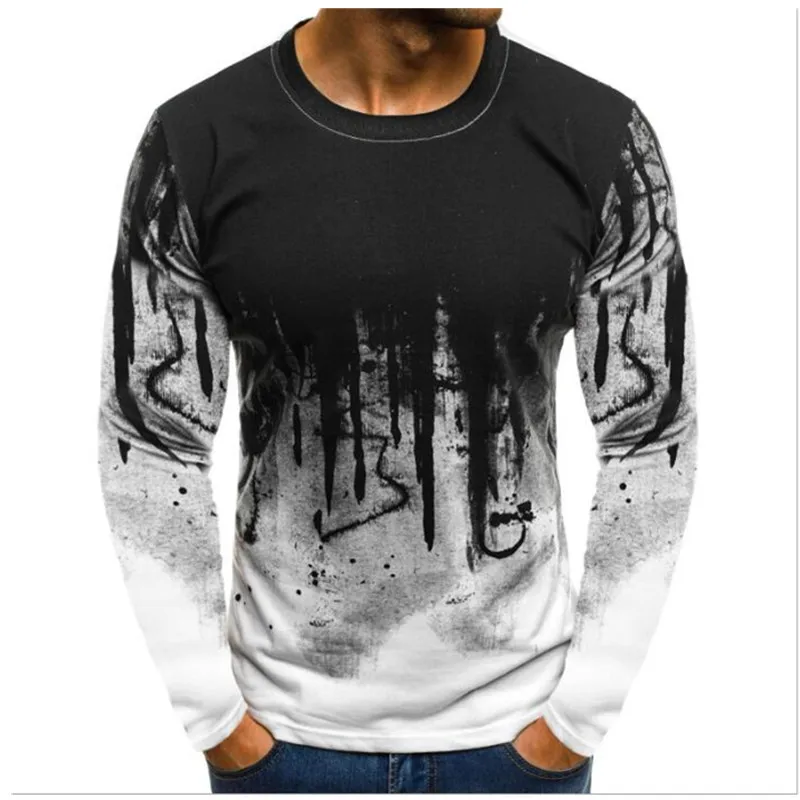 

Men Camouflage Printed Male T Shirt Bottoms Top Tee Male Hiphop Streetwear Long Sleeve Fitness Tshirts Dropshipping