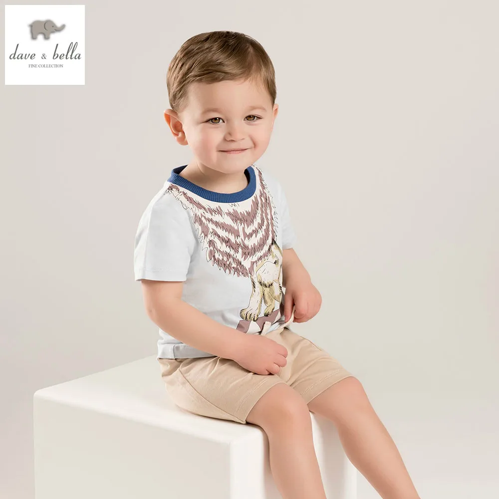 DB5876 dave bella summer baby boys clothing sets kids lion printed set