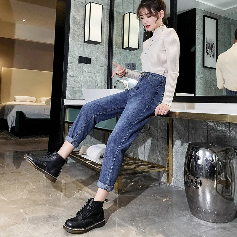 SAILING LU Ankle-Length Old Jeans Women Spring 2019 Pants Plus Size 32 Summer Blue Denim Women Jeans High Waist Trousers WKN622 SAILING LU Ankle-Length Old Jeans Women Spring 2019 Pants Plus Size 32 Summer Blue Denim Women Jeans High Waist Trousers WKN622