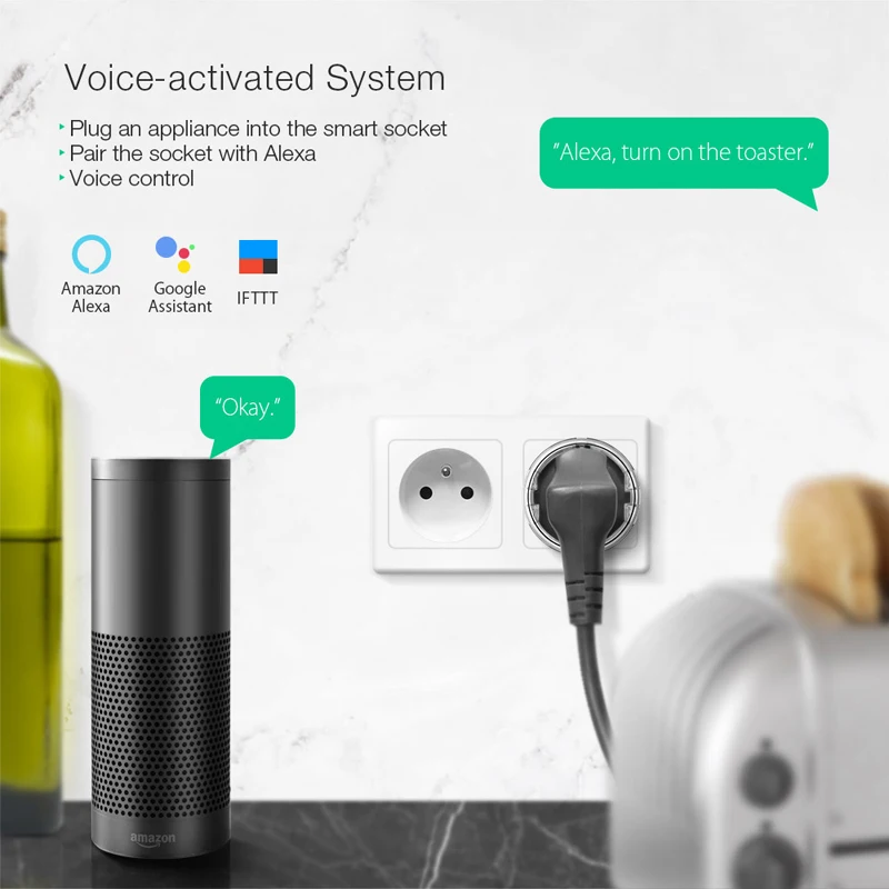Tanie BlitzWolf BW SHP6 ue wtyczka dozująca wersja inteligentne gniazdo wifi 220 V 240 V 15A praca z amazon alexa dla IFTTT dla asystent google