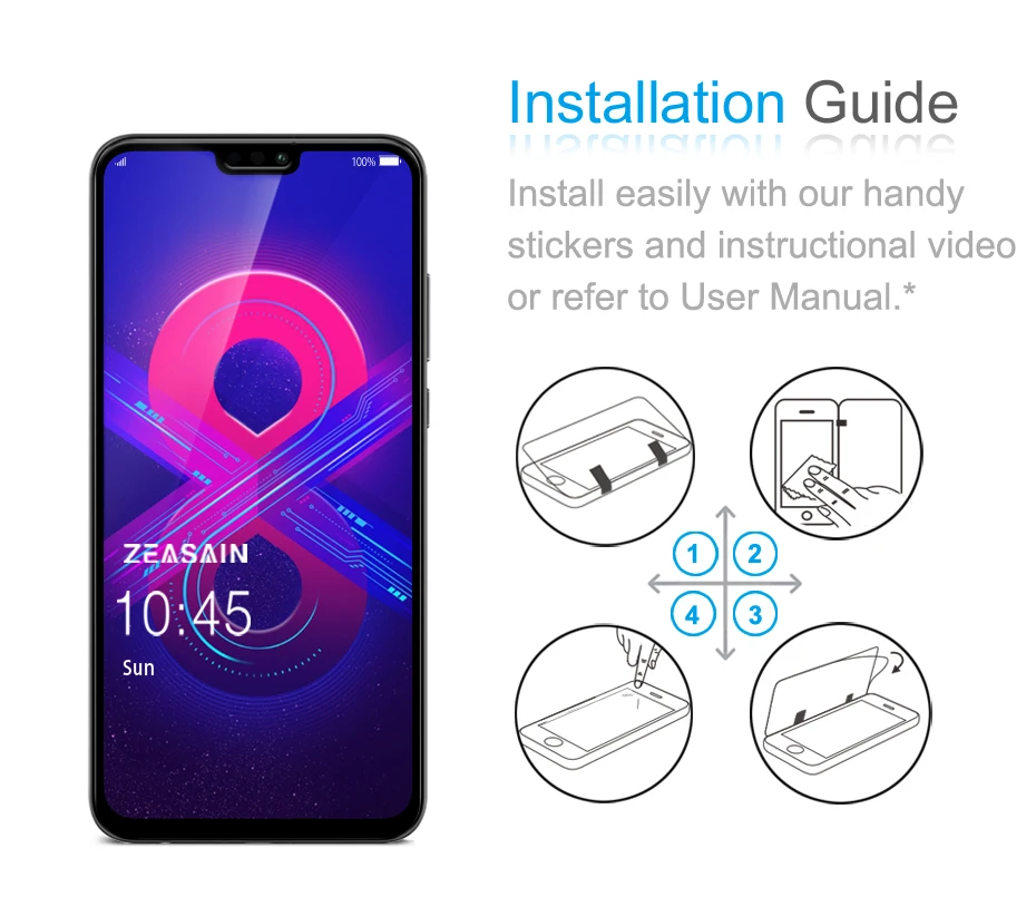 Original ZEASAIN 9H Tempered Glass for Huawei Honor 8X Honor8X 8 X Screen Protector HD Clarity Toughened Glass Film (2)