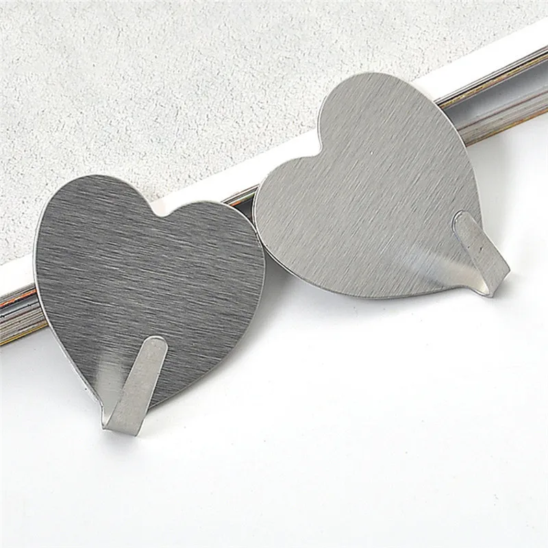 Настенная дверная вешалка минималистичный нержавеющий крюк клейкая наклейка практичный клейкий крючок в форме сердца романтическая настенная душевая вешалка для хранения