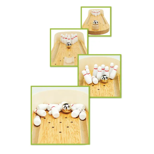 Cheap Wooden Mini Desktop Bowling Game Toy Set Fun Indoor Parent-Child Interactive Table Game Bowling Developmental Toy Kids Children