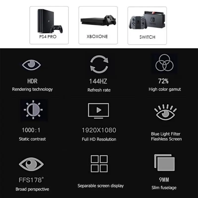15,6 дюймов 144 Гц 1080P HDR монитор портативный игровой экран дисплей для PS4 Pro/XboxONE/NS игровая консоль HDMI стерео 3D объемный звук